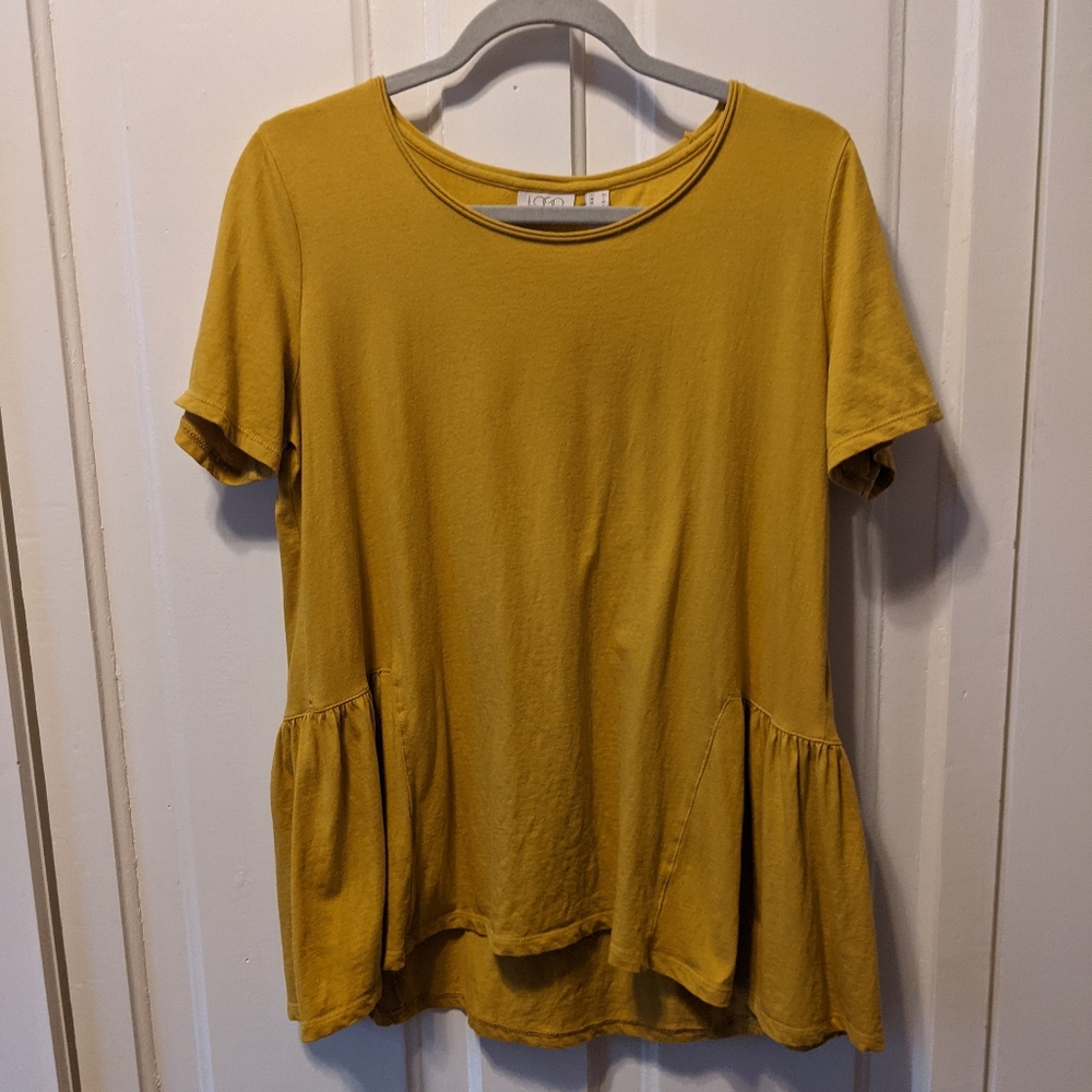 Gold Blouse with Flutter Detail
